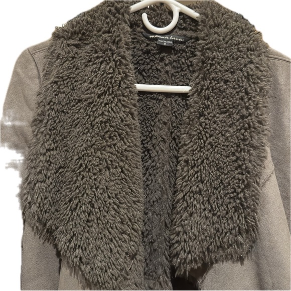 Grey Faux Fur and Suede Coat Grey Size M - Picture 4 of 4